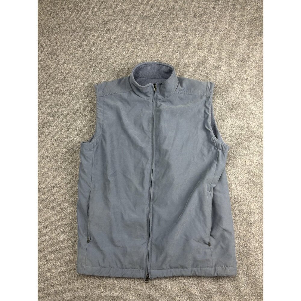 Nike Fleece‎ Vest Mens M Blue Gray Reversible Full Zip Mock Neck Swoosh Logo - Picture 7 of 10